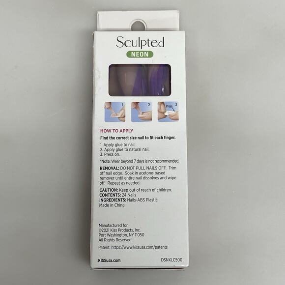 KISS Sculpted Neon Nails Extra Long 24 Ct Purple Tips New DSN05Y8 - Picture 6 of 6